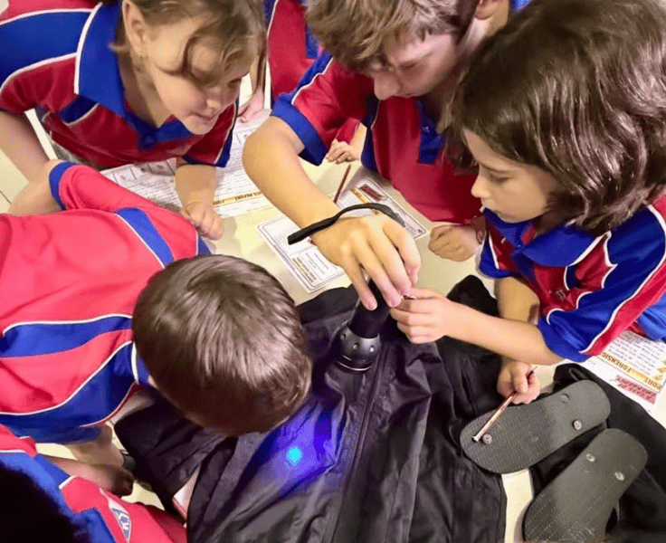 students participating in forensic science workshop